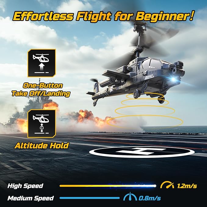 DEERC RC Helicopter RC Plane for Kids and Adults 2.4GHz Remote Control Helicopter 26 Mins Flight Time LED Lights &amp Altitude Hold 2 Batteries Kids Toy for Ages 8-12