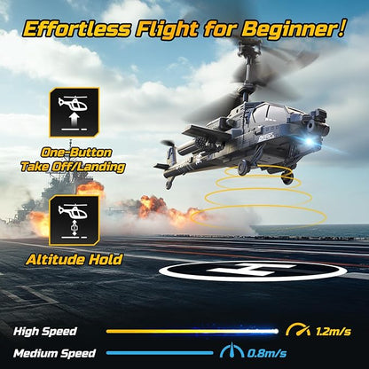 DEERC RC Helicopter RC Plane for Kids and Adults 2.4GHz Remote Control Helicopter 26 Mins Flight Time LED Lights &amp Altitude Hold 2 Batteries Kids Toy for Ages 8-12