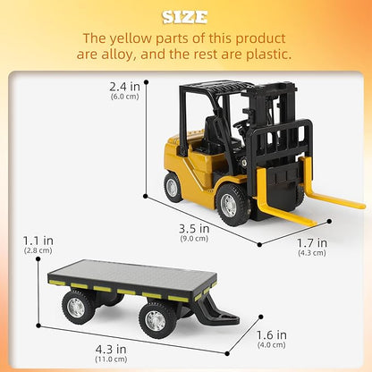 RC Mini Liftable Forklift Toy 1:64 Construction Fork Truck Movable Forks - Scale Mini Remote Control Vehicle Model for Kids Adult Collection &amp Desk Decoration- Yellow