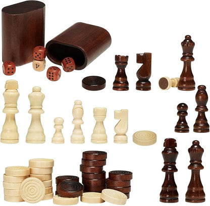 VEVOR 3-in-1 Chess Checkers Backgammon Table Set 18 Inch Premium Wooden Chess Table Deluxe Combo Game Table Furniture Set Chess Set Board Game Gift for Family Board Games