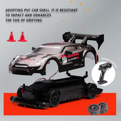 1:24 Scale RC Drift Car4WD 2.4GHz High Speed Racing Hobby Sport Toy Car Vehicle with LED LightsRacing and Drift Wheels for Adult Boys Girls Kids Gift (8601-Black)