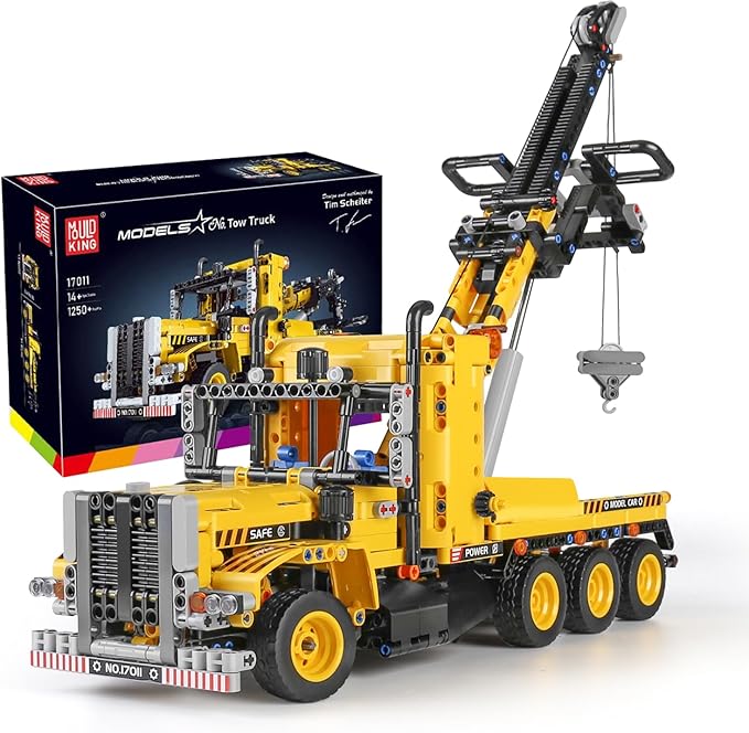 Mould King 17011 Heavy-Duty Tow Truck Building Toy Set Technology MOC Road Trailers Building Gift Toys for Kids Age 14+ (1250 Pieces)