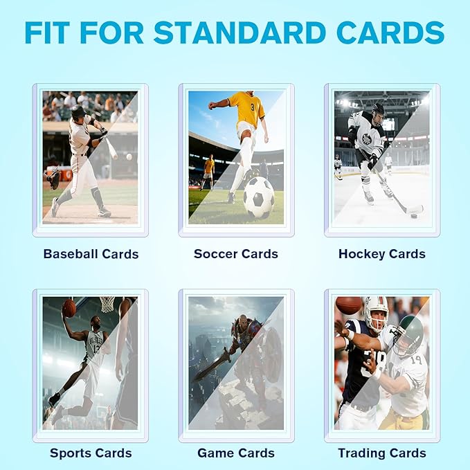 600 Hard Plastic Trading Card Protector - 300 Hard Card Sleeves and 300 Soft Card Sleeves 35pt Rigid 3x4 Card Holders Clear Open-Top Card Sleeve Fits Standard Trading Baseball Sport Game Cards