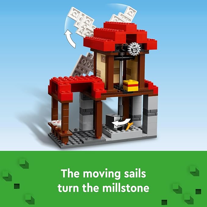 LEGO Minecraft The Windmill Farm Building Toys - Minecraft Toys for Kids Boys &amp Girls Ages 8+ - 3 Minifigures Included - Birthday Gift for Fans of Videogame - 21262