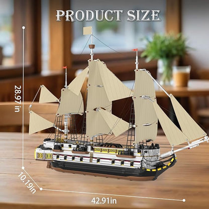 Reobrix Large Sailing Ship Model Building Blocks Kit Sailing Boat Model Construction Set Pirate Ship &amp Historical Collectible Toy Home Decor Birthday Gifts for Adult Collectors Enthusiasts 3555