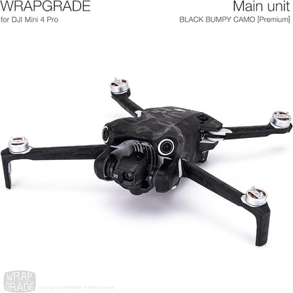 WRAPGRADE Skin Stickers Compatible with DJI Mini 4 Pro | Full Wrap (Black Bumpy Camo)
