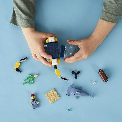 LEGO City Ocean Mini-Submarine 60263 Underwater Playset Featuring a Toy Submarine Pirate Treasure Chest Hammerhead Shark Figure and a Pilot Minifigure Great Gift for Kids (41 Pieces)