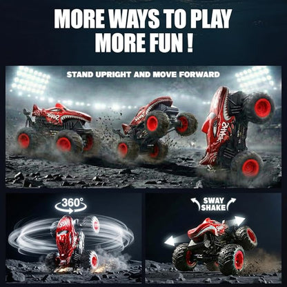 BEZGAR Monster Truck Toys Remote Control Monster Truck with Dancing Spins Lights &amp Music 1:20 Remote Control Car for Boys 4-7 5 6 7 8 9 10 +Year Old Boys Birthday Gifts (Red)