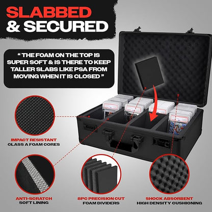 VALUN BLUE 160+ Slab Graded Card Storage Box (4 ROWS) Durable Sports PSA Card Storage Box - Organizer Slab for Your Collection - For Baseball Football TCG MTG Cards - Top Loader Design