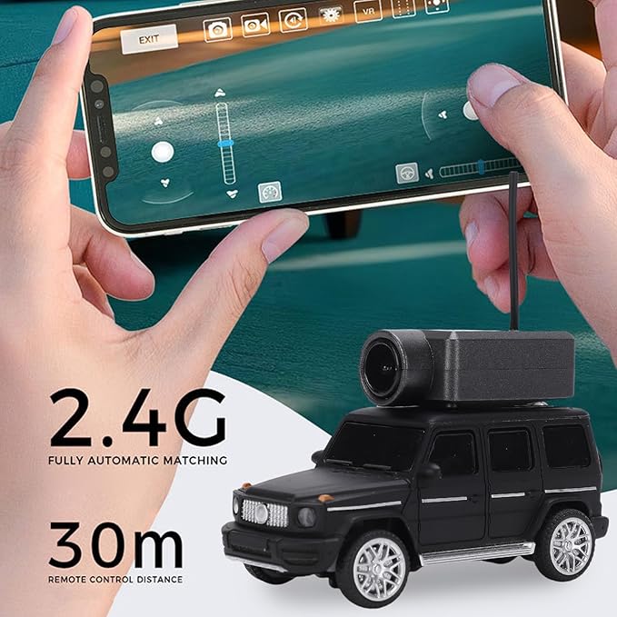 FOSA Mini RC Car 1:64 Remote Control Car with HD FPV Camera and Ambient Lights 3 Speed Modes for Indoor Racing and Social Play