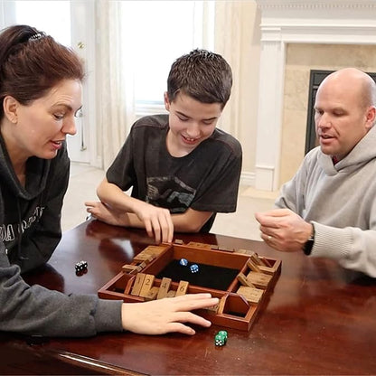 WE Games Shut The Box Board Game - Classic 4 Player Wooden Table Top Dice Game for Family Game Night Natural Wood 14 in. 10 Numbers Classroom Play or Bar Fun for Adults