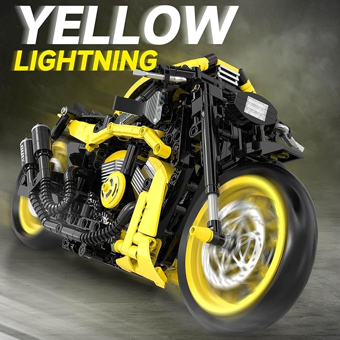 MJDDJA 1:8 Muscle Motorcycle Car Building Set for Adults Kickstand for Display Muscle Bike Chopper Building BlocksHome Office DecorGift for Adults Birthday(554PCS)