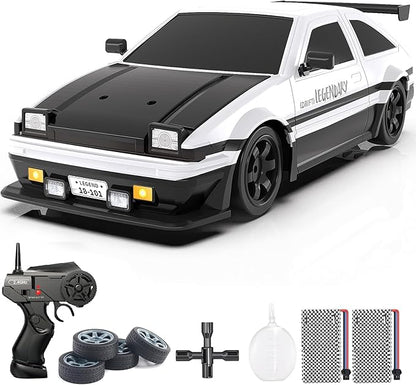 Mostop RC Drift Car 1:16 2.4Ghz Remote Control Drift Car with LED Light Spray 2 Batteries and Extra Tires 18KM/H High Speed Drifting RC Cars 4WD Hobby RC Sport Racing Cars Model Vehicle for Kids