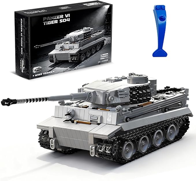 1:28 WW2 Tiger Heavy Tank Army Toy Building Sets 1544 PCS Panzer VI Tiger SO4 Military Vehicle Model Building Kits Collectible Birthday Gifts for Military Fans Adults Men Teen Boys Age 14+