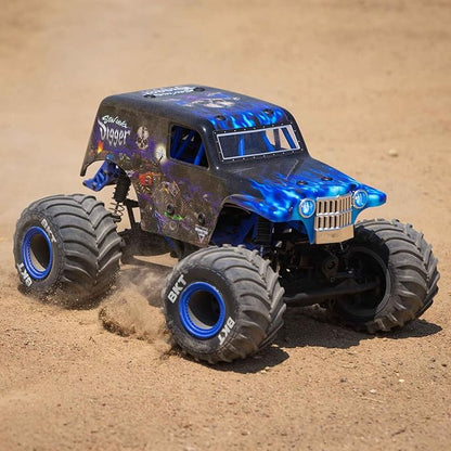 Losi 1/18 Mini LMT Son Uva Digger 2S 4X4 RTR Brushed Monster Truck Battery &amp Charger Included Blue LOS01026T2