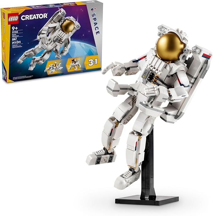 LEGO Creator 3 in 1 Space Astronaut Toy Building Set Transforms from Astronaut Figure to Dog to Viper Jet Space-Themed Gift Idea for Boys and Girls Ages 9 Years Old and Up 31152
