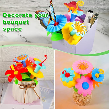 Toys Gifts for Toddlers Boys Girls Age 2 3 4 5 6 167 PCS Dinosaur Flower Garden Building Blocks STEM Fine Motor Skill Stacking Games Easter First 1st Birthday Gifts for Preschool Kids 2+ Years Old