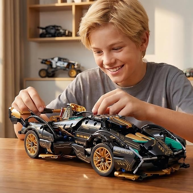 RC Building Blocks for Adults 1314PCS 1:14 Scale Supercar Model with APP Control LED Lights Motorized STEM Toy Sports Car Build Your Own RC Car Kit