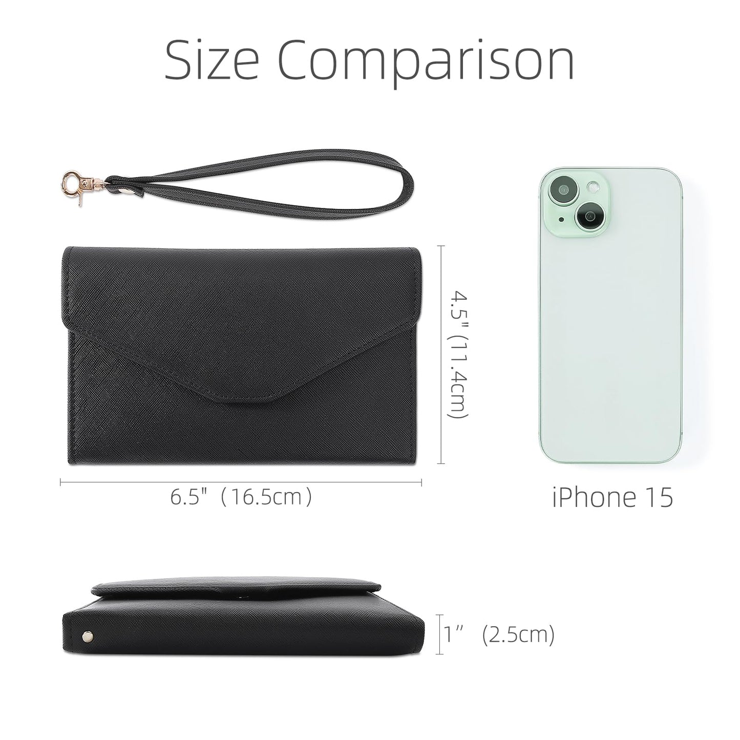 ZOPPEN Passport Holder Travel Wallet (Ver.5) for Women Rfid Blocking Multi-purpose Passport Cover Document Organizer Strap, Black