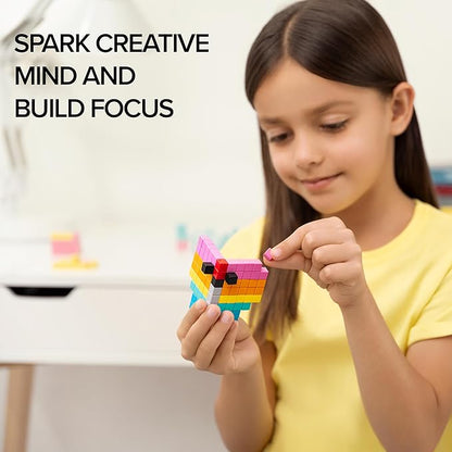 PIXIO Mini Magnetic Blocks &amp Magnetic Cubes for Kids – Tiny Magnets for Crafts STEM Building Set Sensory Learning Toys Creative Construction Kit with Animal Figures Ages 6+