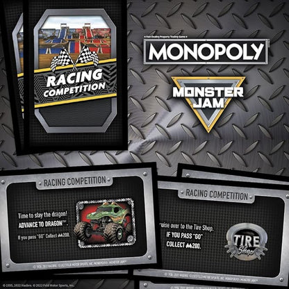 USAOPOLY Monopoly: Monster Jam | Buy Sell Trade Iconic Trucks Including Grave Digger Max-D El Toro Loco Dragon’s Breath Classic Monopoly Game Officially-Licensed Merchandise