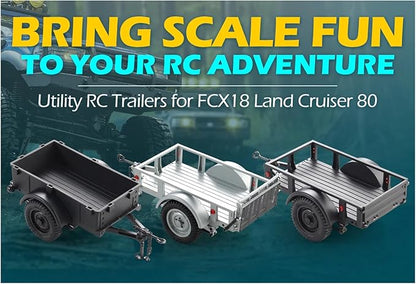 FMS FCX18 RC Cars Accessory for 1:18/1:12 Crawler Trucks - Land Cruiser 80 &amp 1:12 RC Cars: Utility Trailer Type A Black