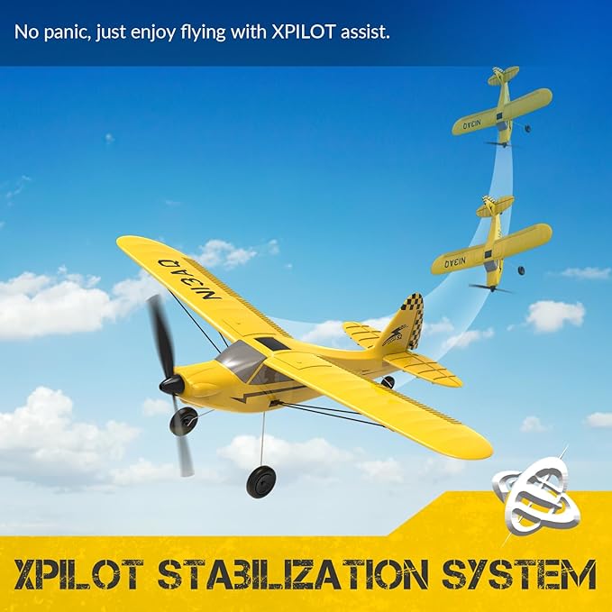 volantexrc RC Plane Trainer Sport Cub 3CH Remote Control Airplane with Prop Saver 6-Axis Gyro Stabilizer &amp 3 Modes to Fly Radio Controlled Aircraft RTF for Beginners and Adults (400mmYellow)