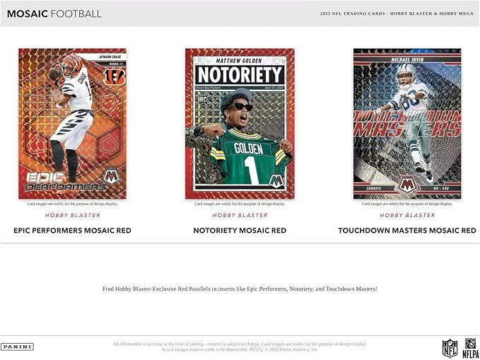 2025 Panini Mosaic Football Hobby Mega Trading Card Box (10 Exclusive Camo Red Mosaics Per Box)
