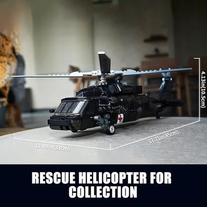 UH-60 Black Utility Helicopter Building Set for Adults Compatible with Lego Military Army Airplane Hawk Plane Model Kit with 4 Soldier Figures Birthday Gift Toys for 8-14 Boys Kids (692 PCS)