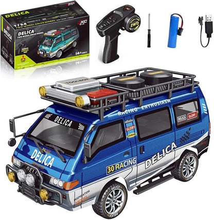 1:24 Scale RC Delica Van Model 2.4Ghz Full Proportional 2WD RC Model Vehicle with 130S Motor Remote Control Car for Adults &amp Hobbyists