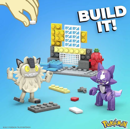 MEGA Pokémon Action Figures Building Toy Collectible Toxel vs. Galarian Meowth with Great Ball