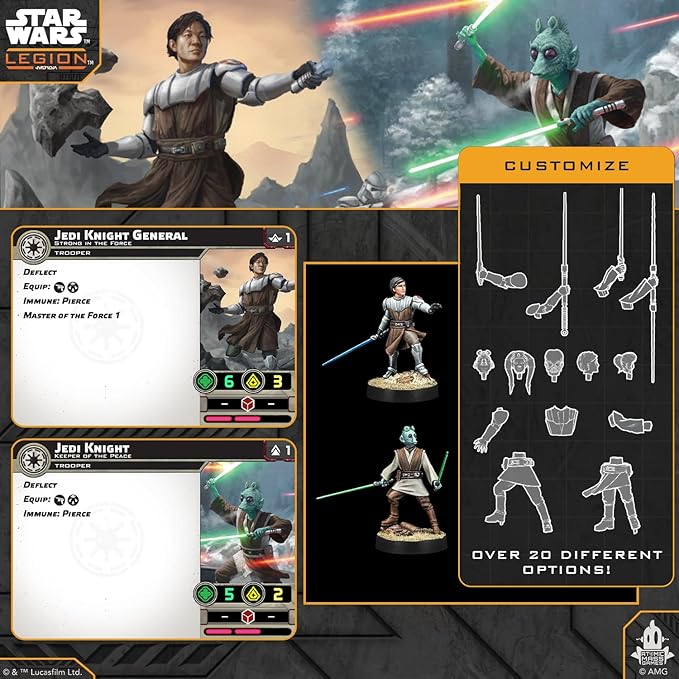 Asmodee Star Wars: Legion Customizable Jedi General and Knight - Tabletop Miniatures Game Strategy Game for Kids and Adults Ages 14+ 2 Players 90 Min Playtime