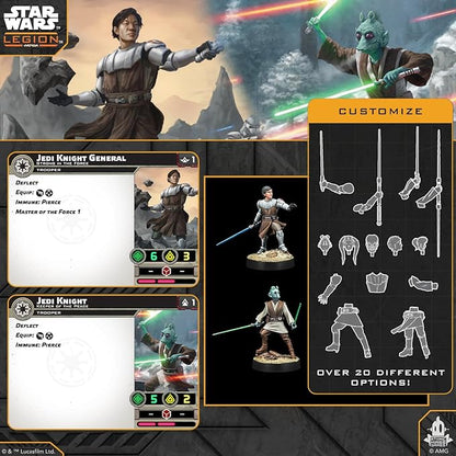Asmodee Star Wars: Legion Customizable Jedi General and Knight - Tabletop Miniatures Game Strategy Game for Kids and Adults Ages 14+ 2 Players 90 Min Playtime