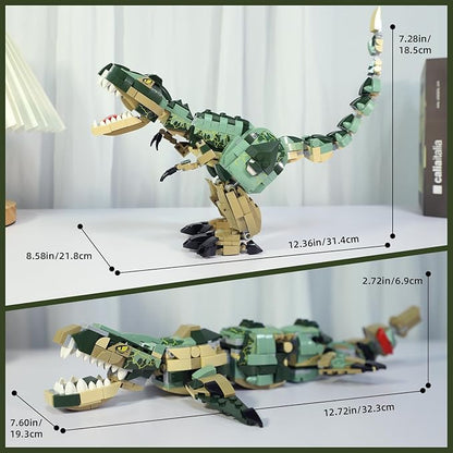 KAZI Dinosaur Toy Building Set for Kids2 in 1 Dino Toys for Boys Ages 8+2 Building Options - T Rex to Mosasaur Dinosaur FiguresGift Idea for BirthdayEaster Basket Stuffers