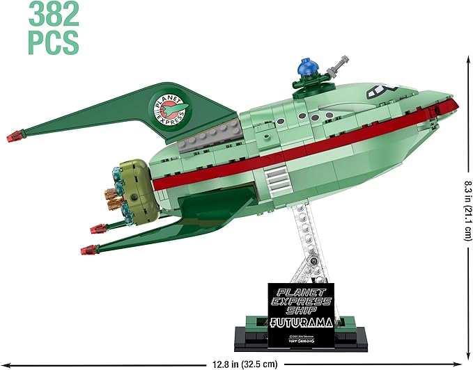 Brickcraft Futurama Planet Express Ship Brick Building Kit (382-Piece Set) Sci-Fi Collectible Display Model Futuristic Toy Brick Set for Adults Teens and Fans of Animated TV