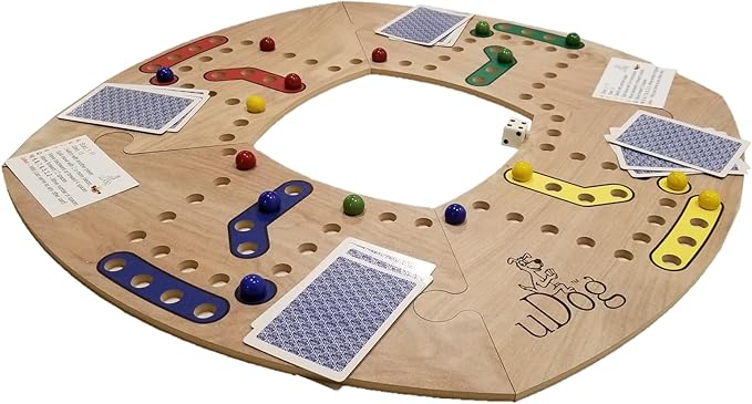uDog Board Game | Old-Fashioned Fun for 2–12 Players | Made in The USA | Durable Wooden Pieces to Last a Lifetime | Family Game Night (4-Player)