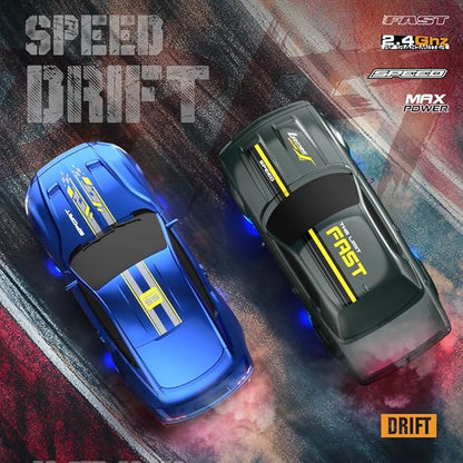 1:43 RC Drift Car 2.4GHz Remote Control Drift Racing Car High Speed 4 WD Electric Toy Car with LED Lights for Teen and Adults (Silver Gray)