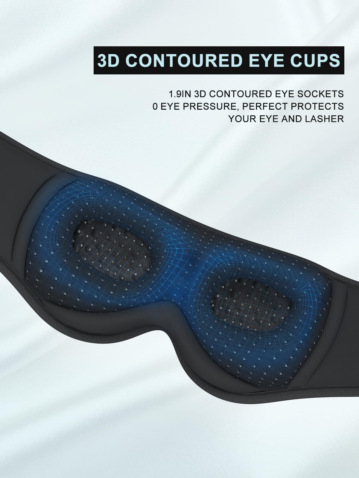 LC-dolida Sleep Headphones, 3D Sleep Mask Bluetooth Wireless Music Eye Mask, Sleeping Headphones for Side Sleepers Sleep Mask with Bluetooth Headphones Ultra-Thin Stereo Speakers Perfect for Sleeping
