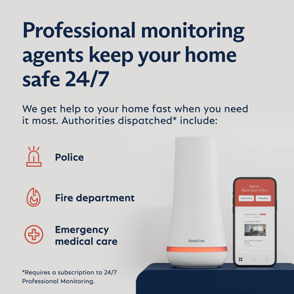 SimpliSafe 12 Piece Wireless Home Security System w/HD Camera - Optional 24/7 Professional Monitoring - No Contract - Compatible with Alexa and Google Assistant, White