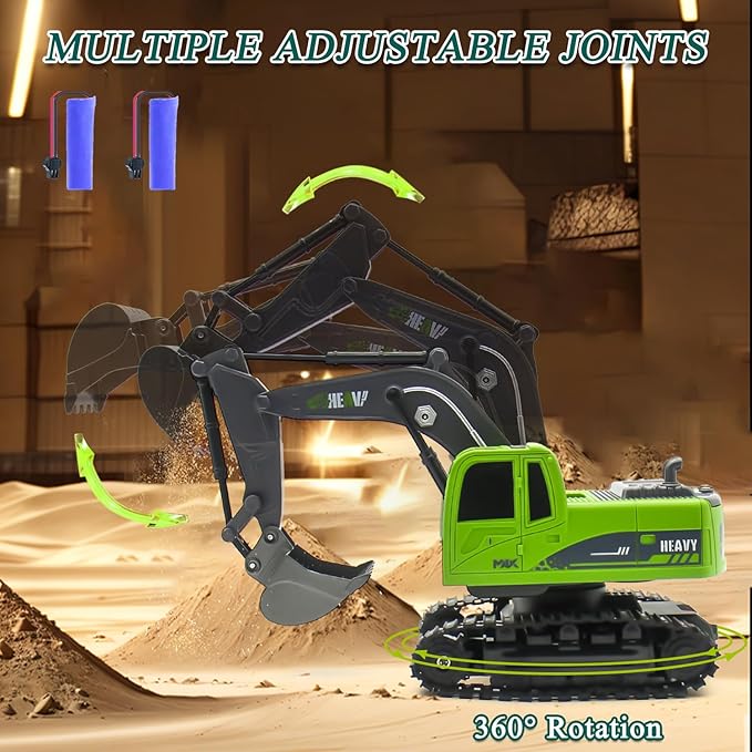 Fistone RC Semi-Trailer Truck &amp Excavator Toy Set 1:12 Scale with Sound and Lights 11CH 2.4Ghz Remote Control Flatbed Truck and Excavator Toys Great Gift for Kids Boys