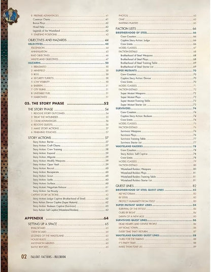Modiphius Entertainment: Fallout: Factions - Core Rulebook - Hardcover RPG Campaign Book Skirmish-Level Wargame Control Wastelander Crews 2 Player