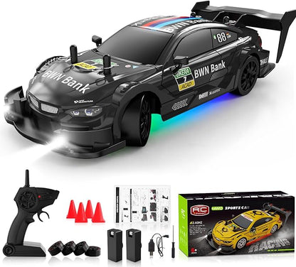 RC Drift Car 1/20 Scale 2.4GHz 4WD Remote Control Car with Led Lights 22KM/H High Speed Rechargeable Batteries Racing Sport Cars RC Cars for Kids Boys Girls Adults Gifts Birthday Christmas