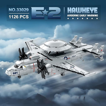 Reobrix E-2 Hawkeye Military Airplane Building SetWarning Aircraft Fighter Jet Model Kits 33029Airborne Building Toy for Adults Boys 14+ Home Decor Gift for Adult 1126PCS