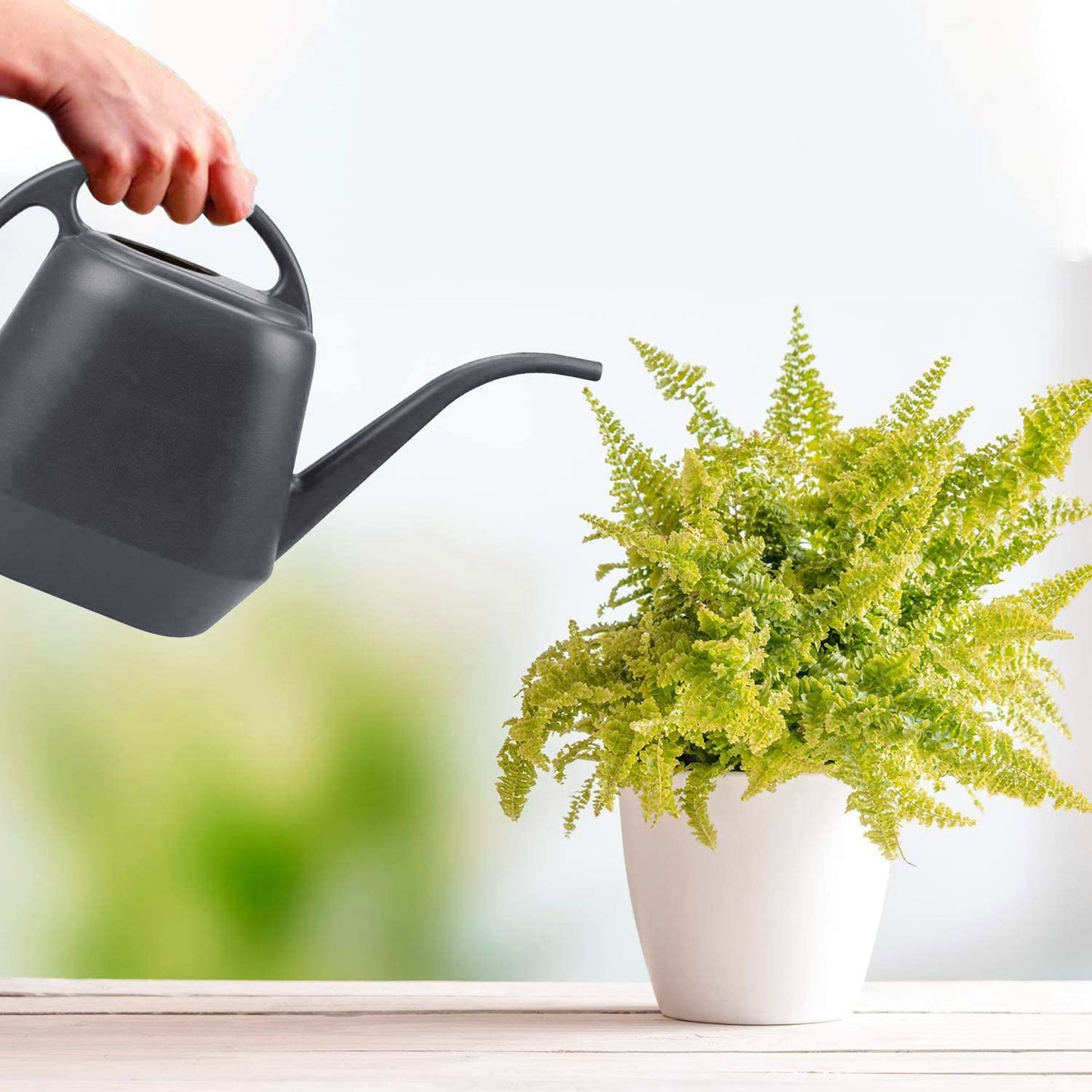 Fasmov Plastic Watering Can, Grey, 1-Gallon