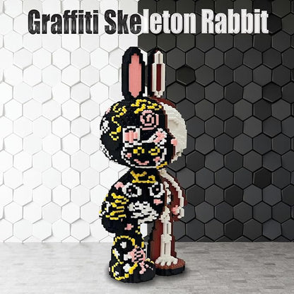 Animal Graffiti Skeleton Rabbit Micro Building Blocks Set（8000PCS 55cm High Series） Gift for Adults and Kids