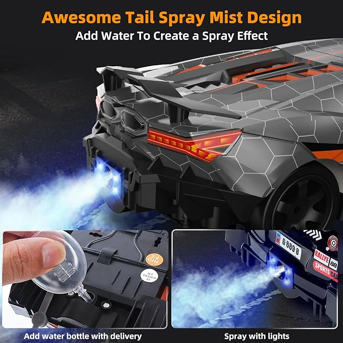 RC Drift Car Drifting RC Car 2.4GHz 1:16 4WD High Speed Remote Control Cars Vehicle with LED Lights Two Batteries and Drifting Tires Racing Sport Toy Cars for Adults Boys Girls Kids Sliver