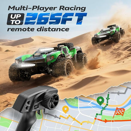 JM Racing 1:12 Fast RC Cars 40KPH 4WD Remote Control Desert Truck All Terrain Off-Road Monster Truck W/Rechargeable Battery Waterproof RTR Racing Car W/LED Lights &amp Spare Tire for Adults Boy &am