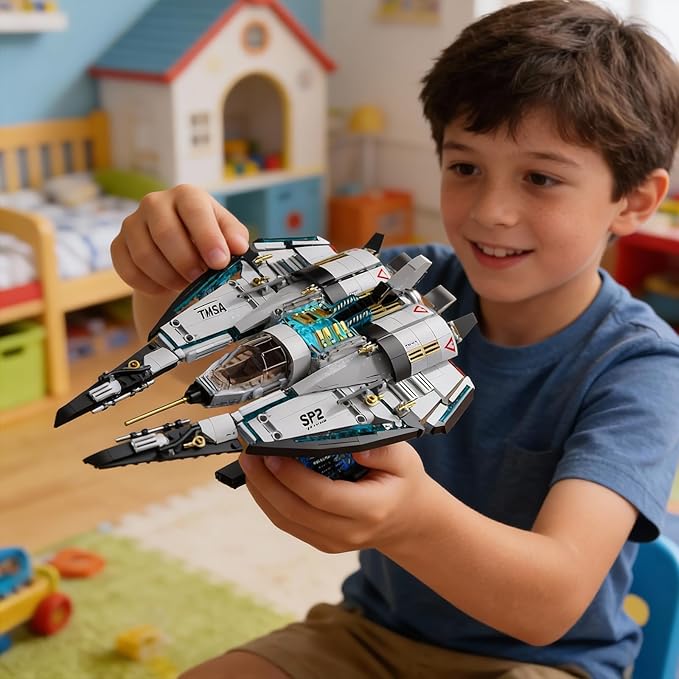 Spaceship Building Blocks Set for Boys Ages 8-12 STEM Space Toys for Kids to Assemble a Space Shuttle with Light Best Present for Boys and Girls Aged 8+ (739PCS)