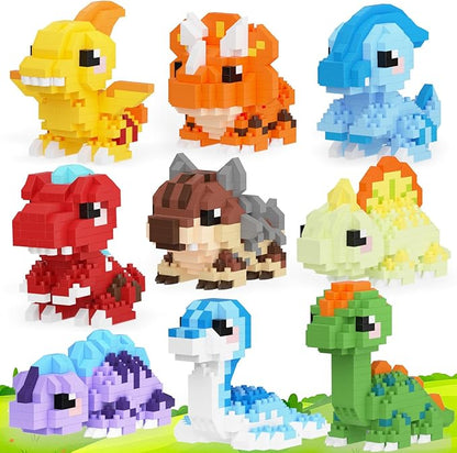 9 Packs Mini Building Set Dinosaur Toys for Adult Cut Dionsaur Building Blocks Party Favors Toys Assemble Game Home Decor Creative Birthday Gifts 14+
