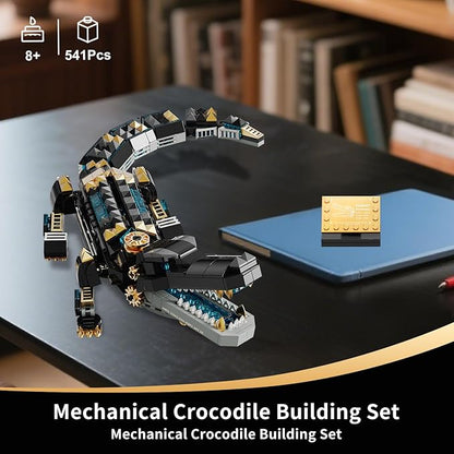 Crocodile Building SetsSTEM Dinosaur World Park Building ToySea Creatures Creativity Model Building KitMechanical Animal Brick SetBirthday Christmas Valentines Gifts for Kids Boys Girls 8+